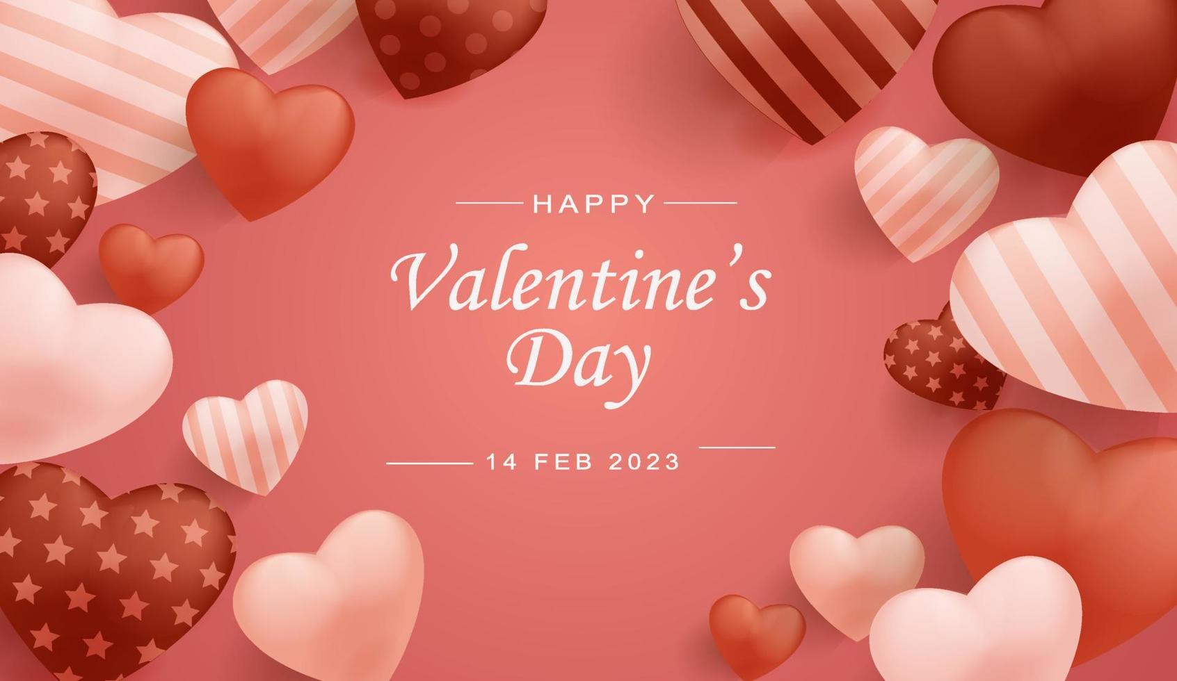 Valentijnsdag dag achtergrond, met getextureerde 3d liefde elementen vector