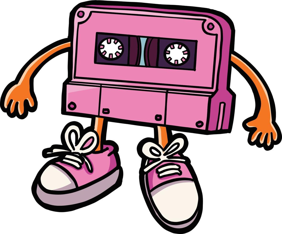 schattig cassette plakband jongen karakter vector