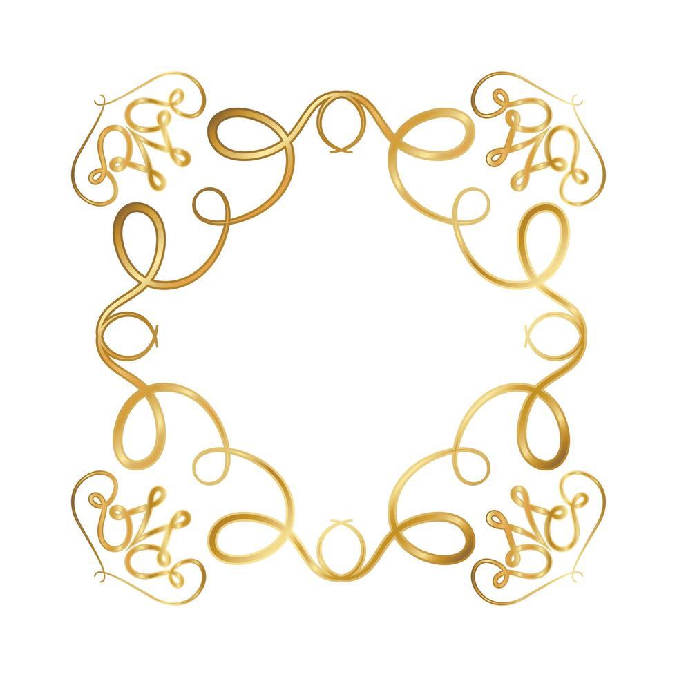 gouden ornamentkader met krommenontwerp vector