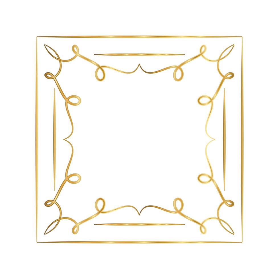 gouden ornamentkader met krommenontwerp vector