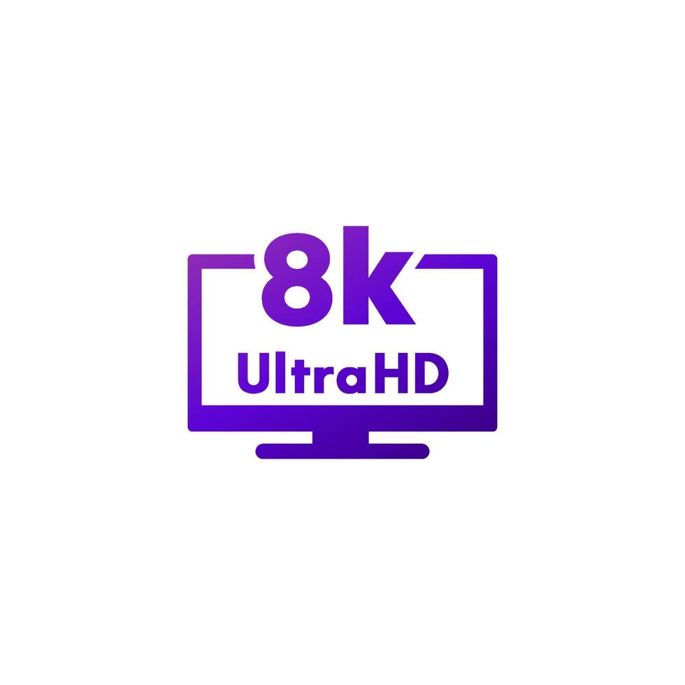 8k ultra hd TV icoon, vector