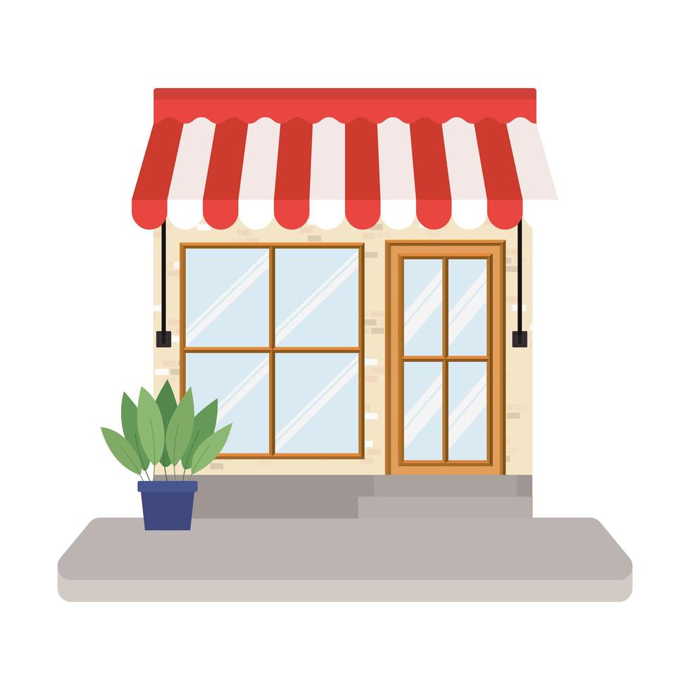 winkel met tent en plant in pot vector