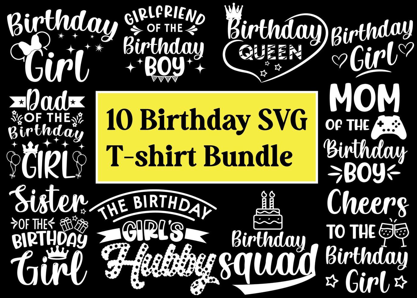 verjaardag gezegde typografie SVG t overhemd ontwerp bundel vector