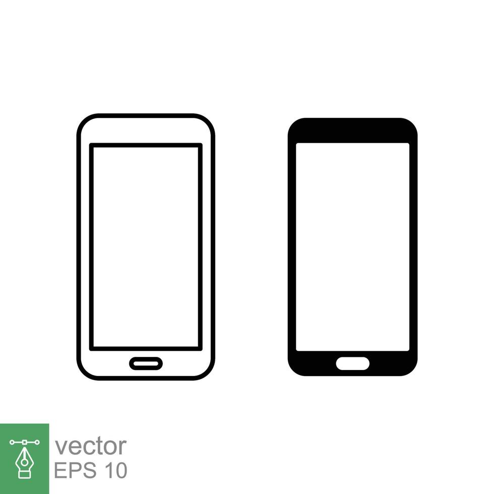 smartphone icoon. gemakkelijk schets en solide stijl. telefoon, cel, slim cellulair, mobiele telefoon, app scherm, apparaatje, apparaat voor sollicitatie, technologie concept. lijn en glyph vector illustratie. eps 10.