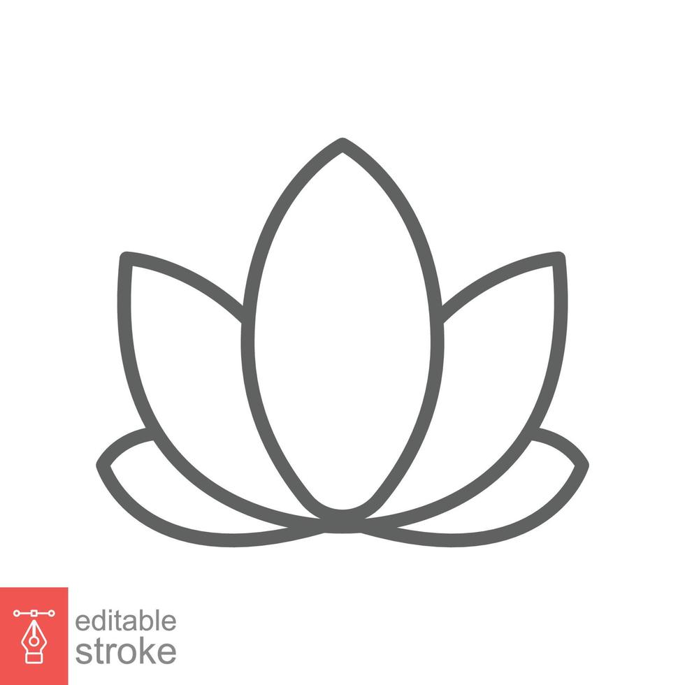 lotus icoon. gemakkelijk schets stijl. harmonie symbool, kom tot rust spa bloem, bloemblaadje, blad, bloeien, natuur fabriek concept. dun lijn vector illustratie geïsoleerd Aan wit achtergrond. bewerkbare beroerte eps 10.