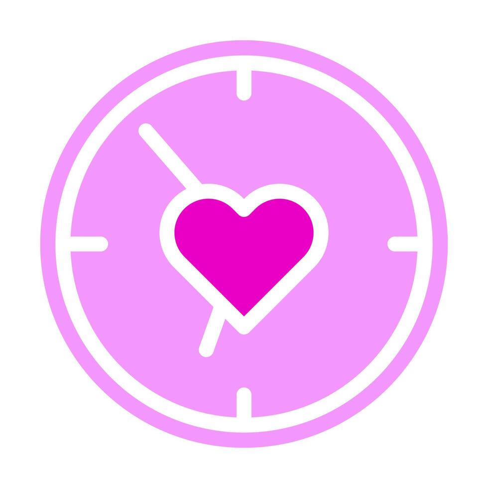 klok Valentijn icoon solide roze stijl illustratie vector en logo icoon perfect.