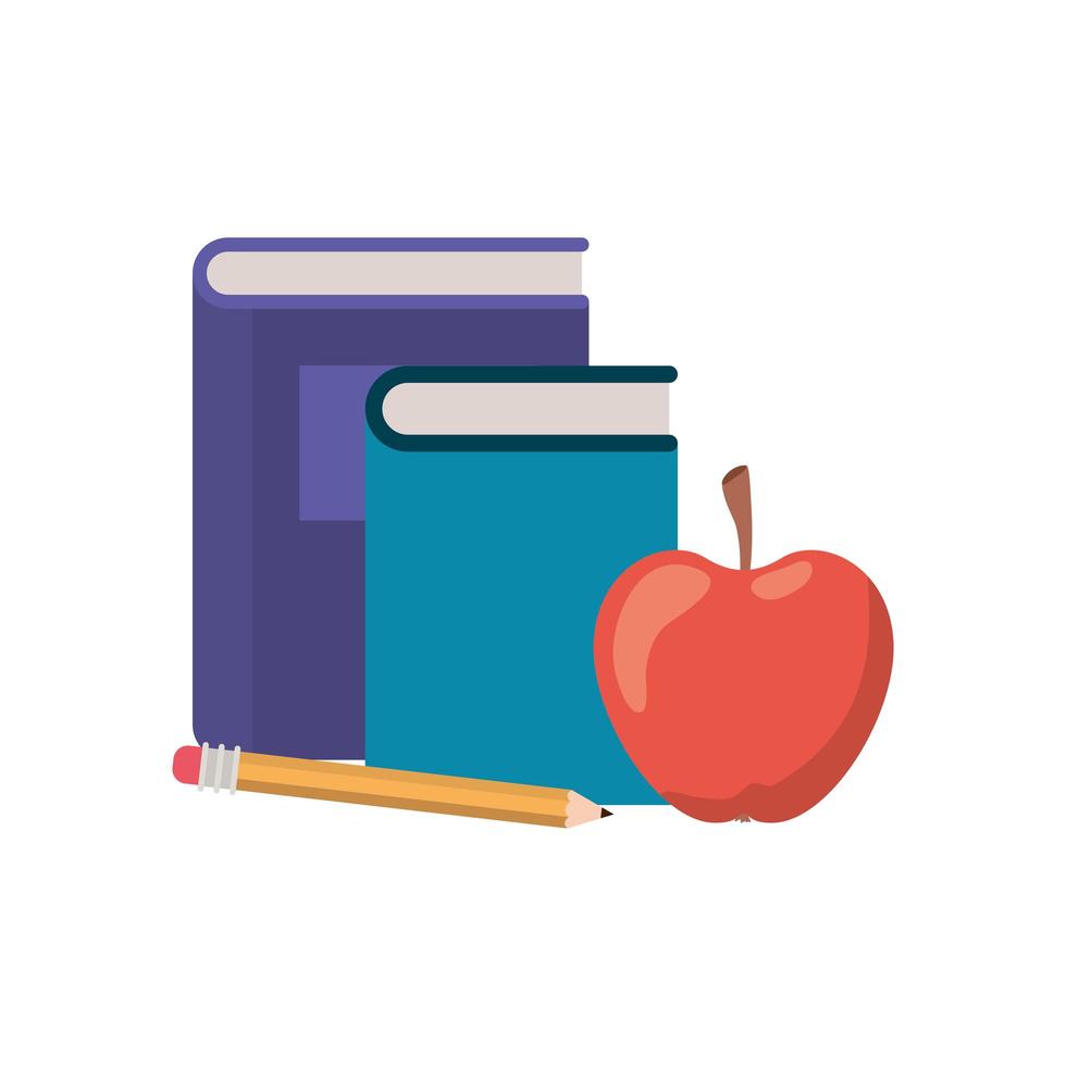 stapel boeken met fruit appelpictogram vector