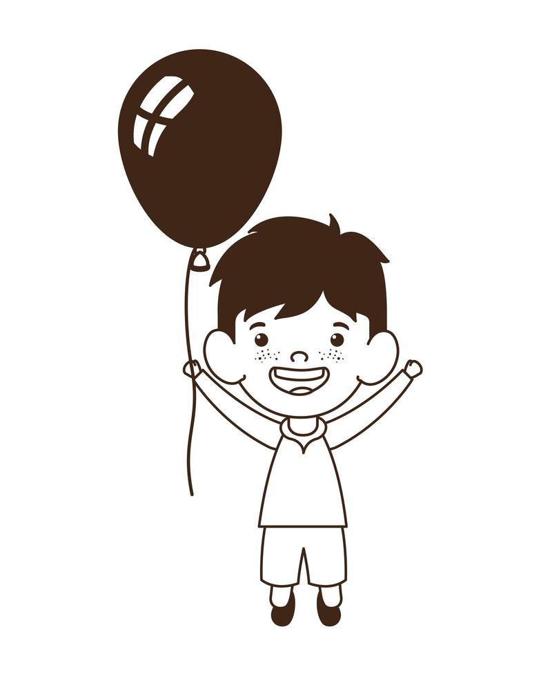 babyjongen lachend met heliumballon in de hand vector