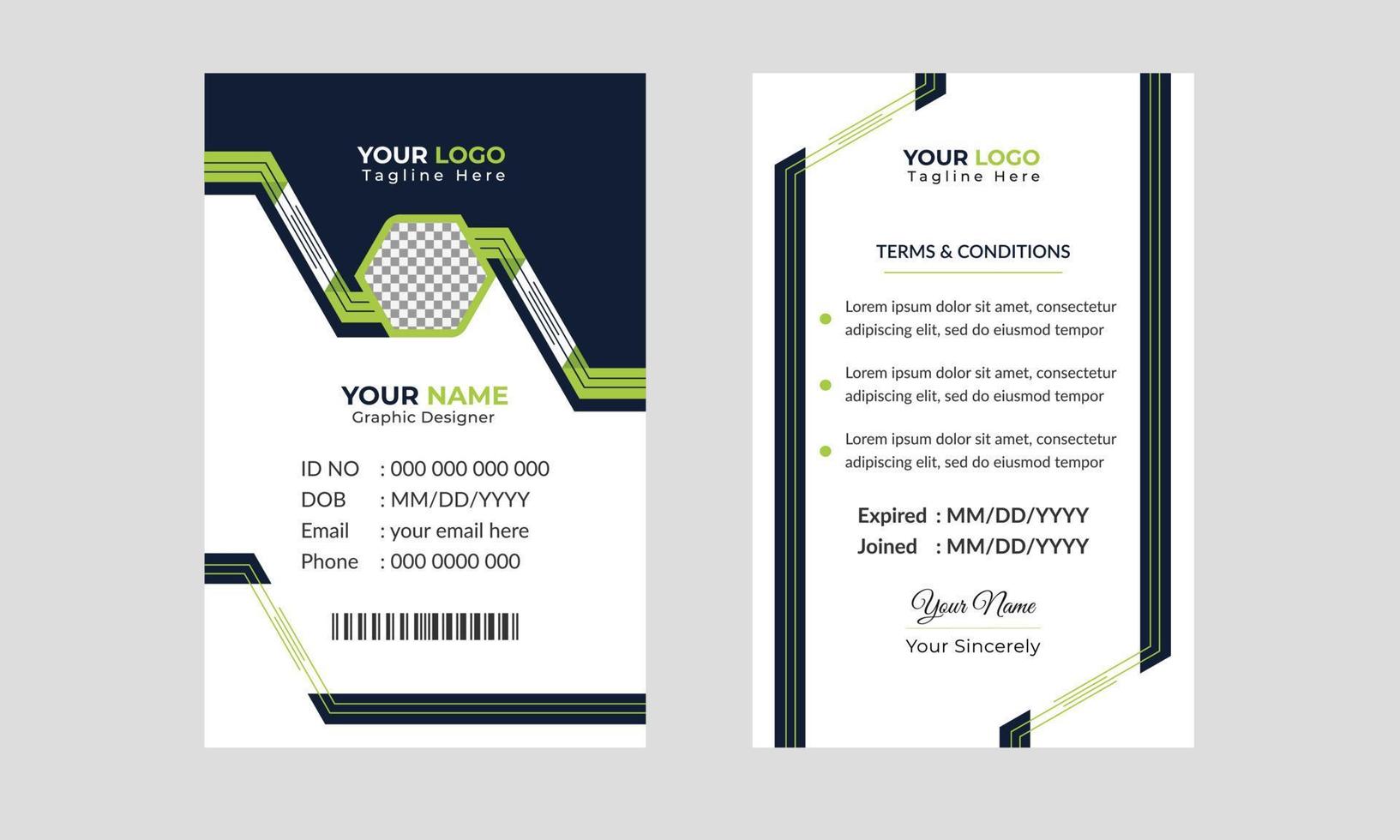 zakelijke modern abstract ID kaart kaart ontwerp sjabloon vector voor medewerker. creatief bedrijf werknemer identiteit kaart sjabloon.