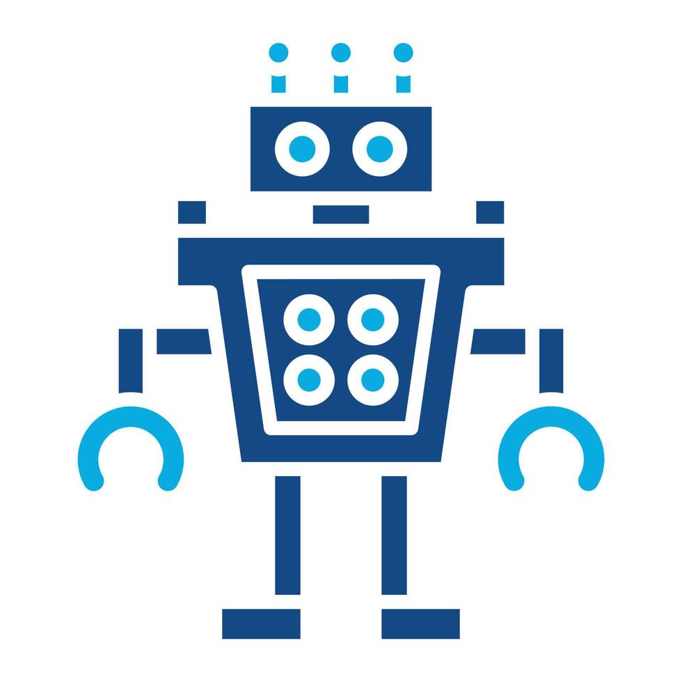 humanoid robot glyph twee kleur icoon vector