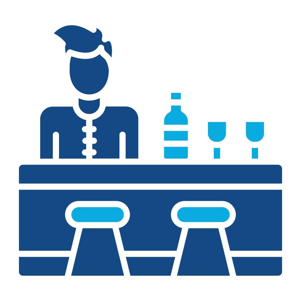 barman glyph twee kleur icoon vector