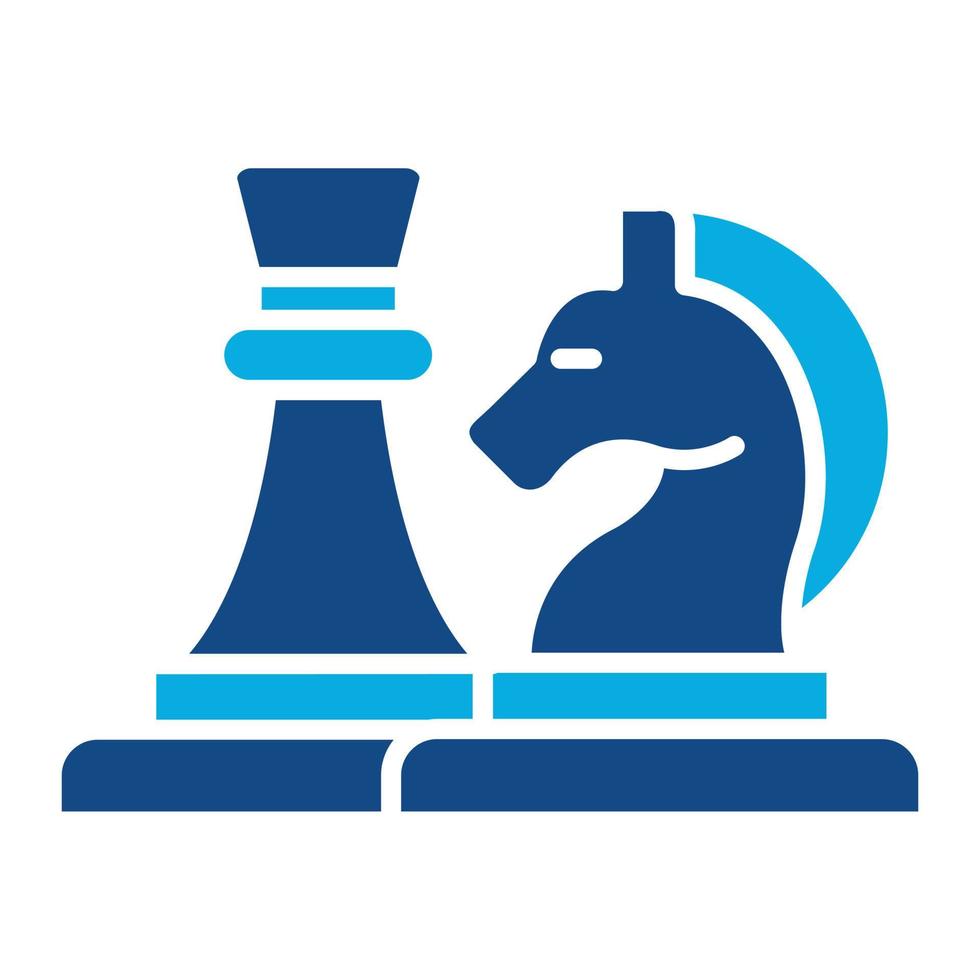 schaak spel glyph twee kleur icoon vector