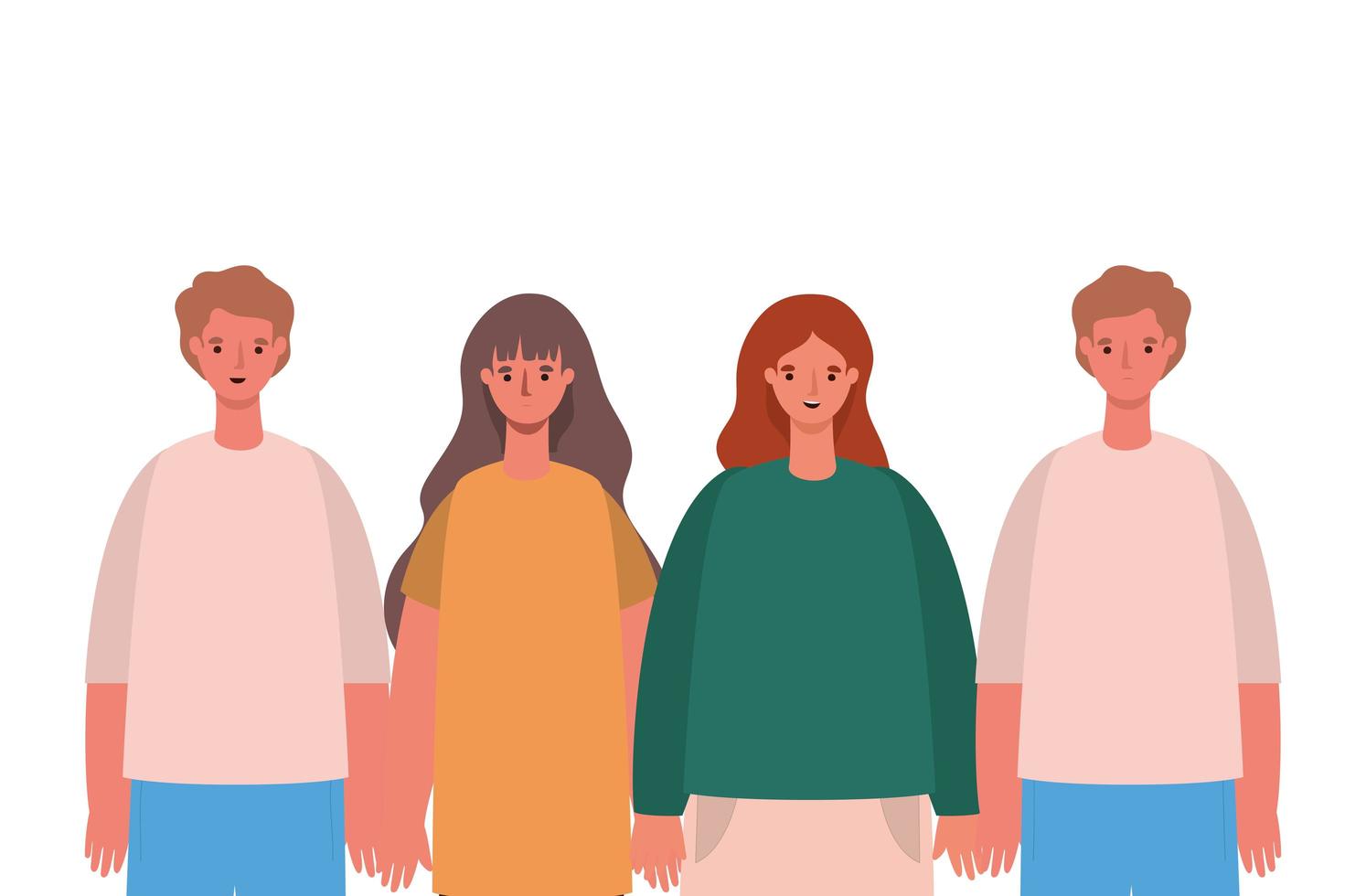 vrouwen en mannen avatars tekenfilms ontwerp vector