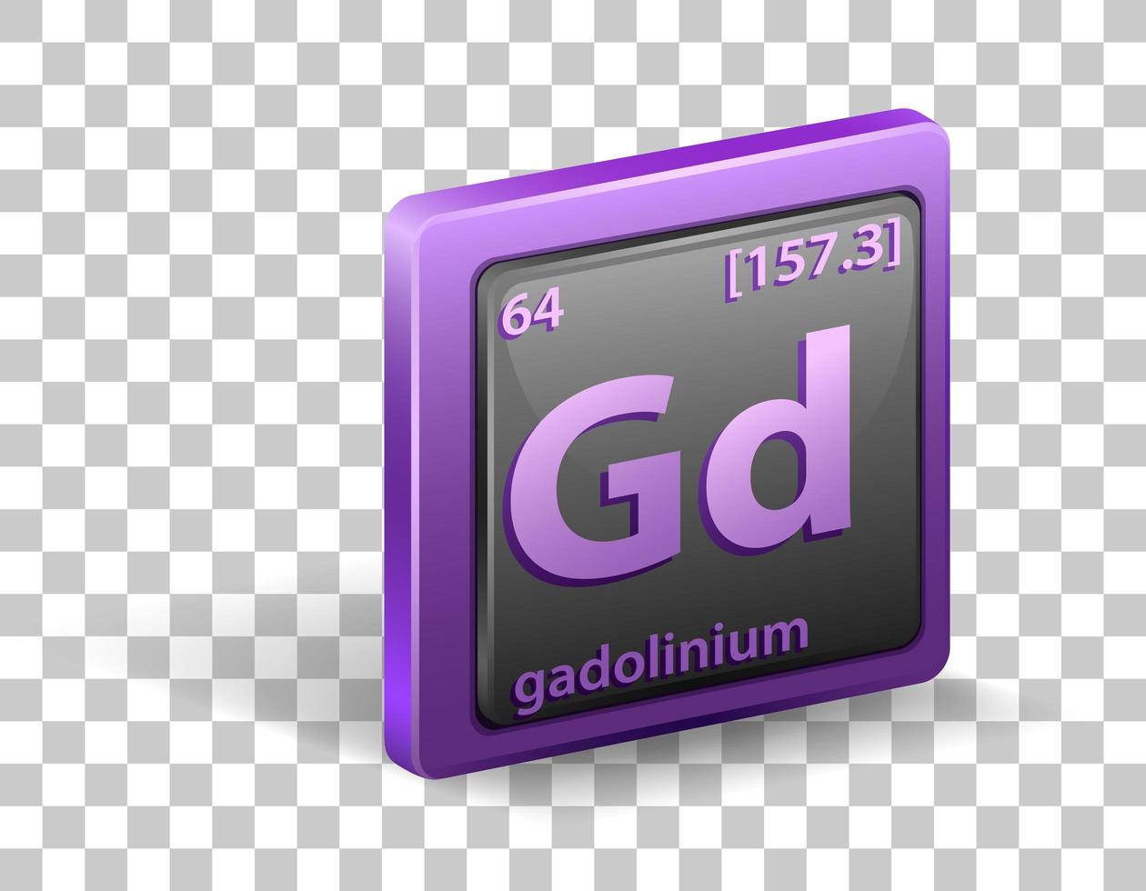 gadolinium scheikundig element. chemisch symbool met atoomnummer en atoommassa. vector