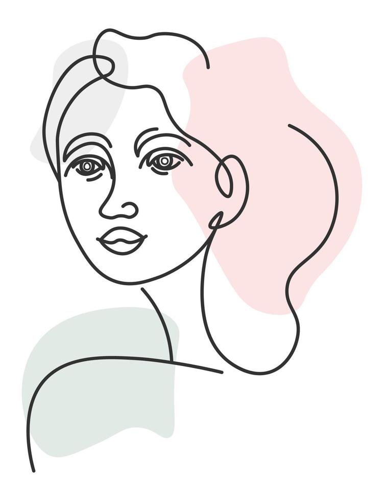 abstract lijn kunst portret van meisje, vrouw schoonheid vector