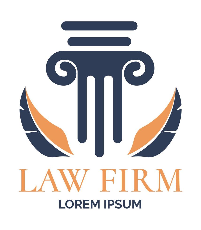 wet firma logo, pijler en veren embleem vector