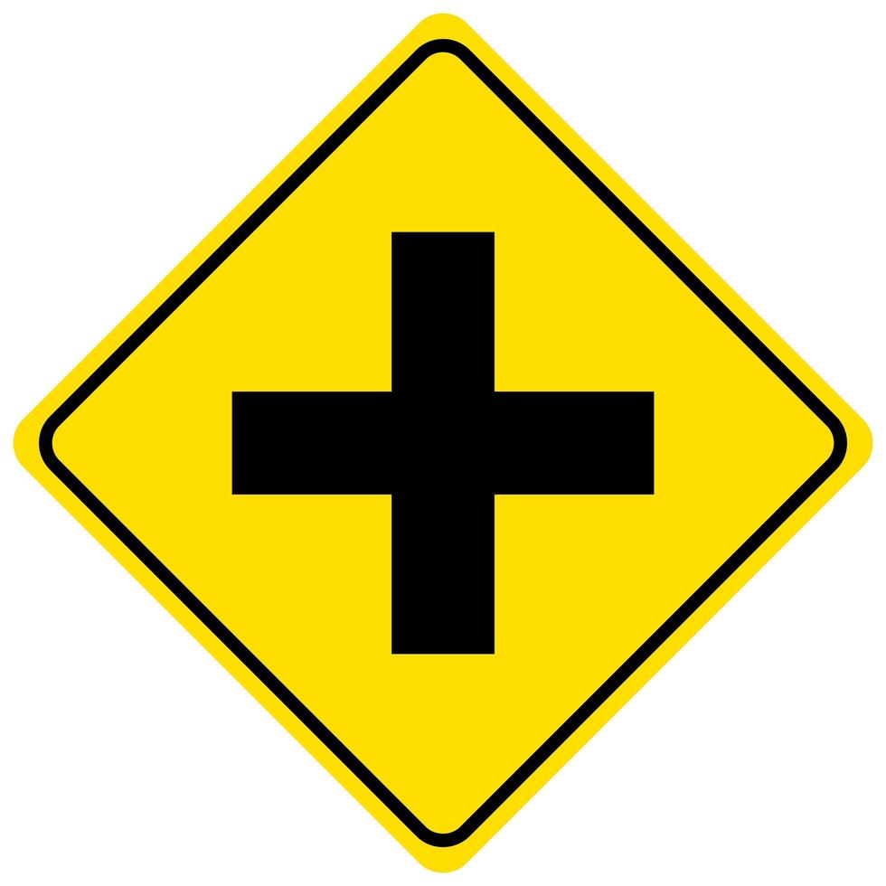 waarschuwingsbord voor een ongecontroleerd kruispunt op een witte achtergrond vector