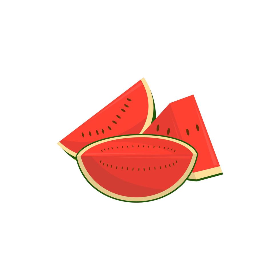 watermeloenfruit uitgesneden en stukjes vector