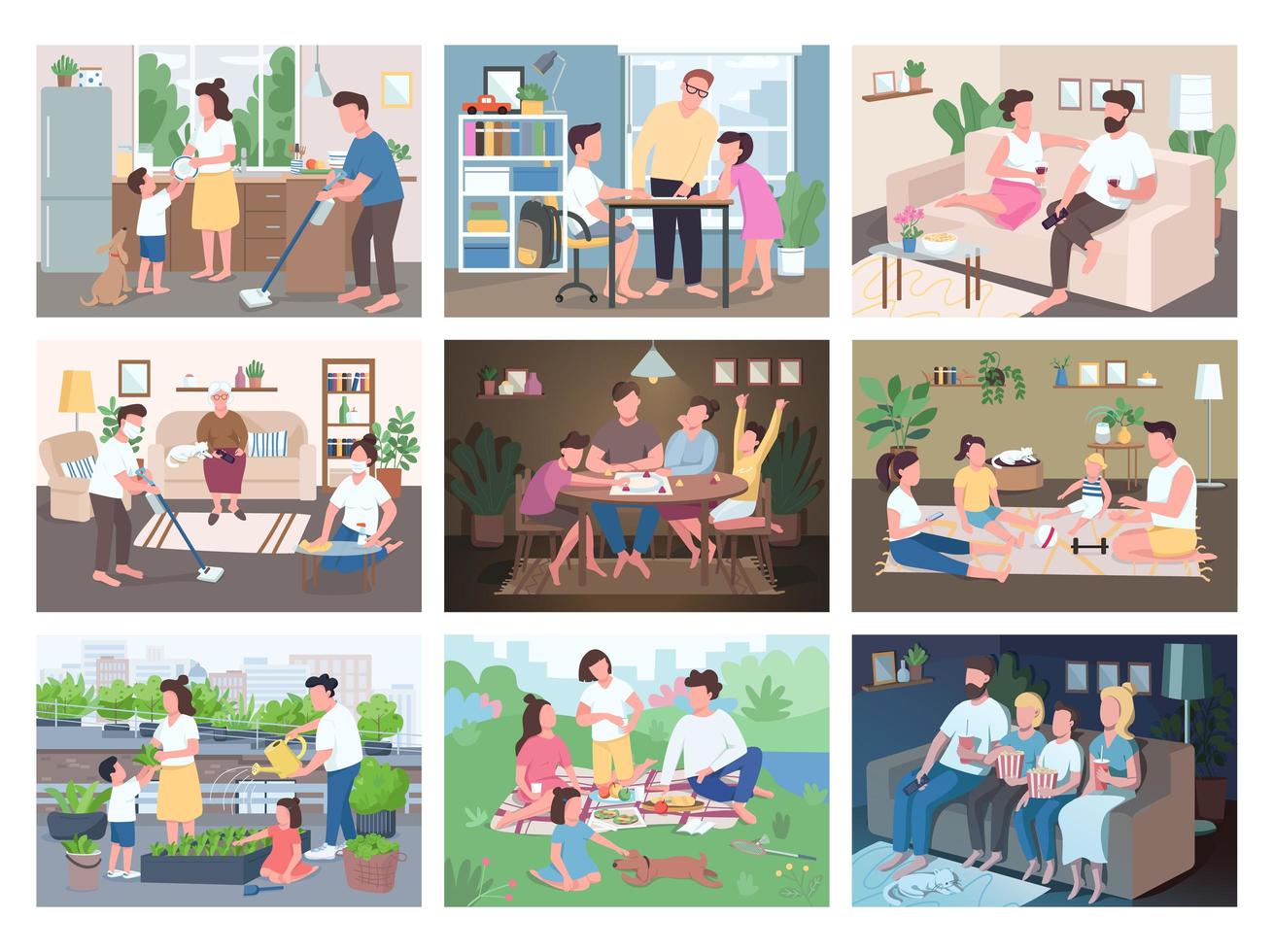 familie routine set vector