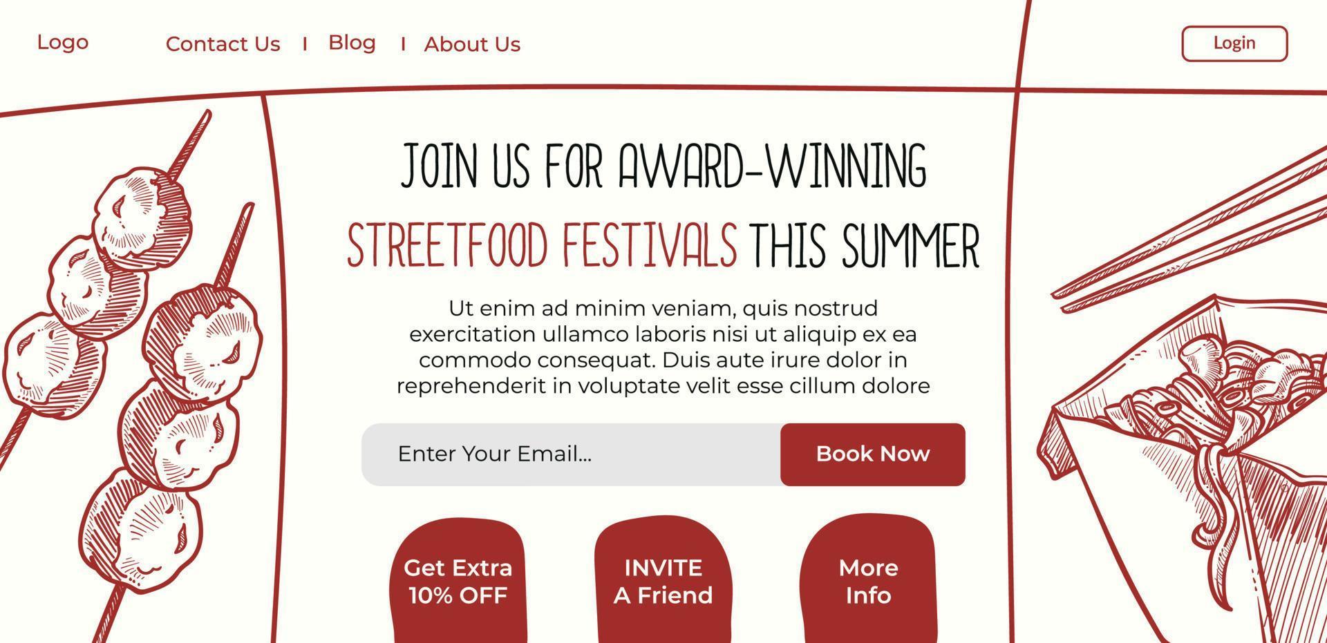 straat voedsel festivals deze zomer, toetreden nu web vector