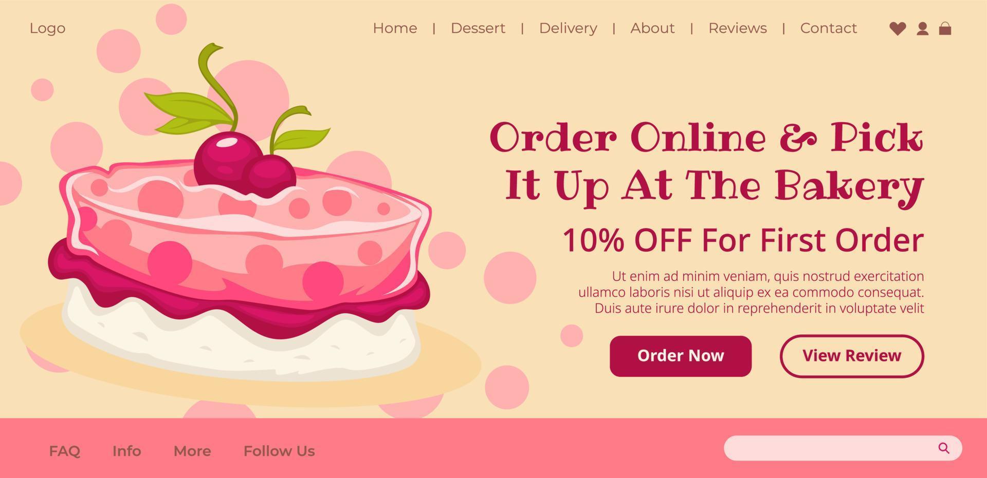 bestellen taart online en plukken het omhoog Bij bakkerij winkel vector