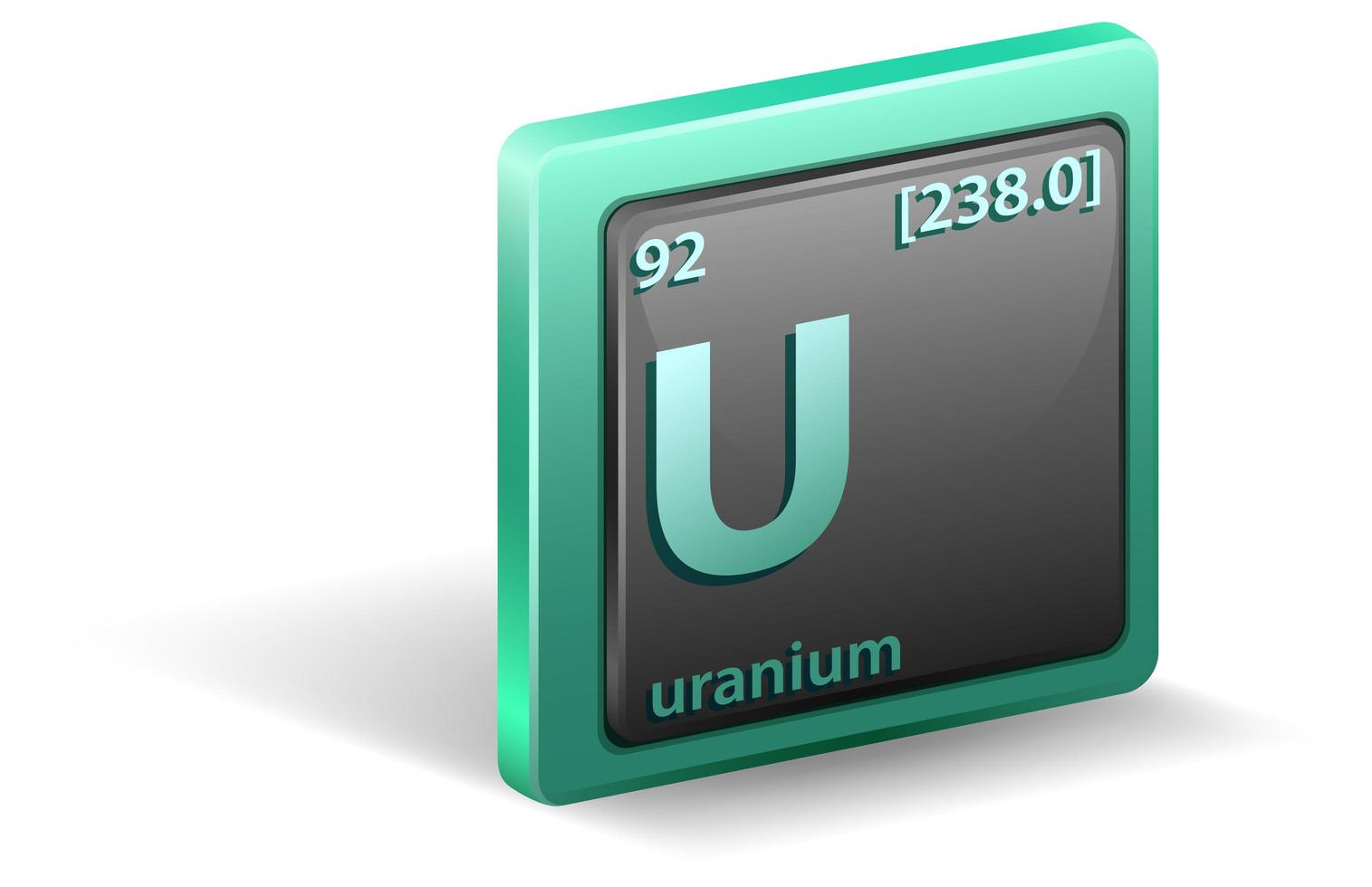 uranium scheikundig element. chemisch symbool met atoomnummer en atoommassa. vector