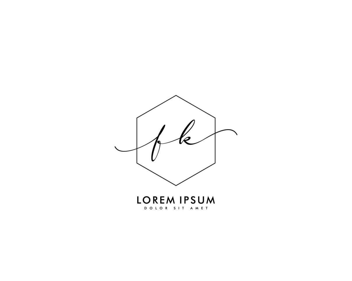 eerste fk vrouwelijk logo schoonheid monogram en elegant logo ontwerp, handschrift logo van eerste handtekening, bruiloft, mode, bloemen en botanisch met creatief sjabloon vector