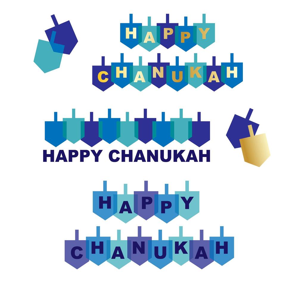 vrolijke chanukah-afbeeldingen met dreidels vector