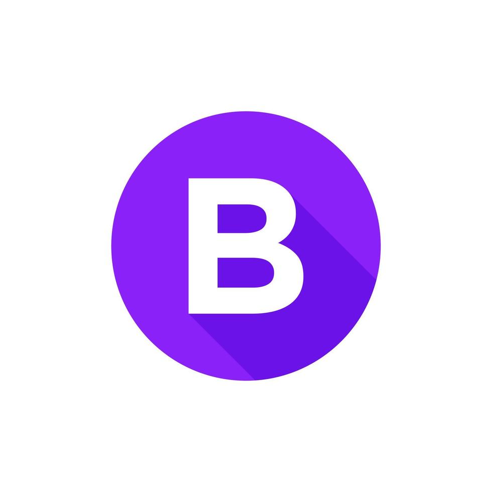 alfabet, tekst symbool vlak icoon b brief met lang schaduw teken sjabloon vector