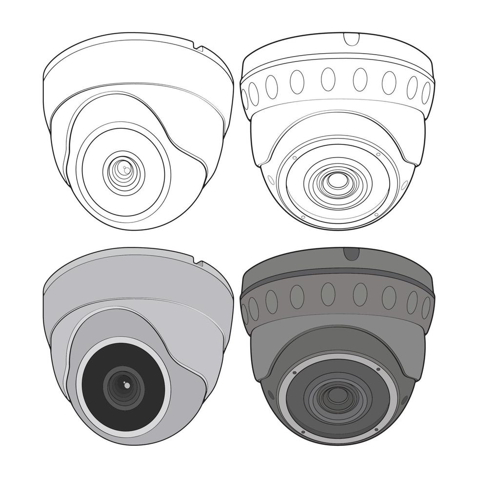 reeks van cctv in kleur vector stijl, geïsoleerd Aan wit achtergrond. cctv in kleur vector stijl voor kleur boek.