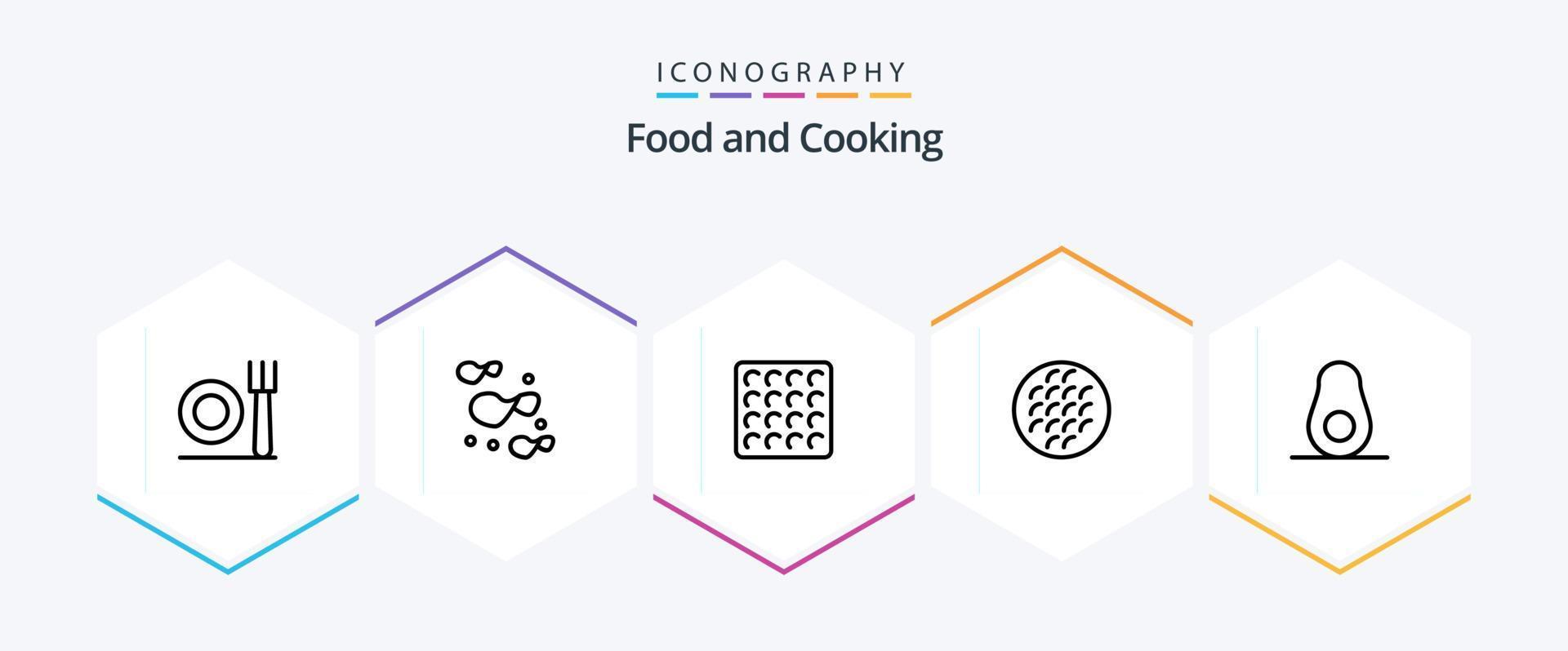 voedsel 25 lijn icoon pak inclusief . voedsel. wafel. avocado. voedsel vector