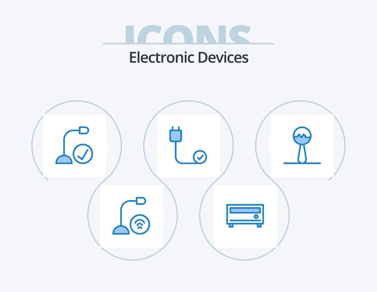 apparaten blauw icoon pak 5 icoon ontwerp. hardware. koord. computers. verbonden. hardware vector