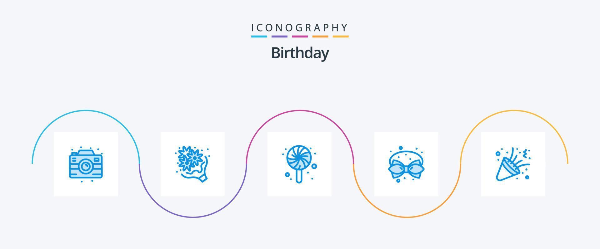 verjaardag blauw 5 icoon pak inclusief verjaardag. decoratie. romantiek. kerstmis. verjaardag vector