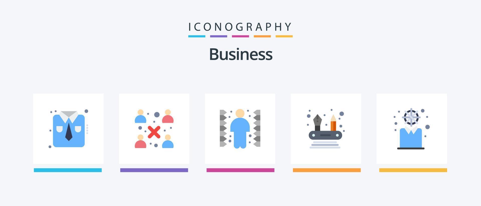 bedrijf vlak 5 icoon pak inclusief modern. bedrijf. uitdaging. netwerken. capaciteiten. creatief pictogrammen ontwerp vector