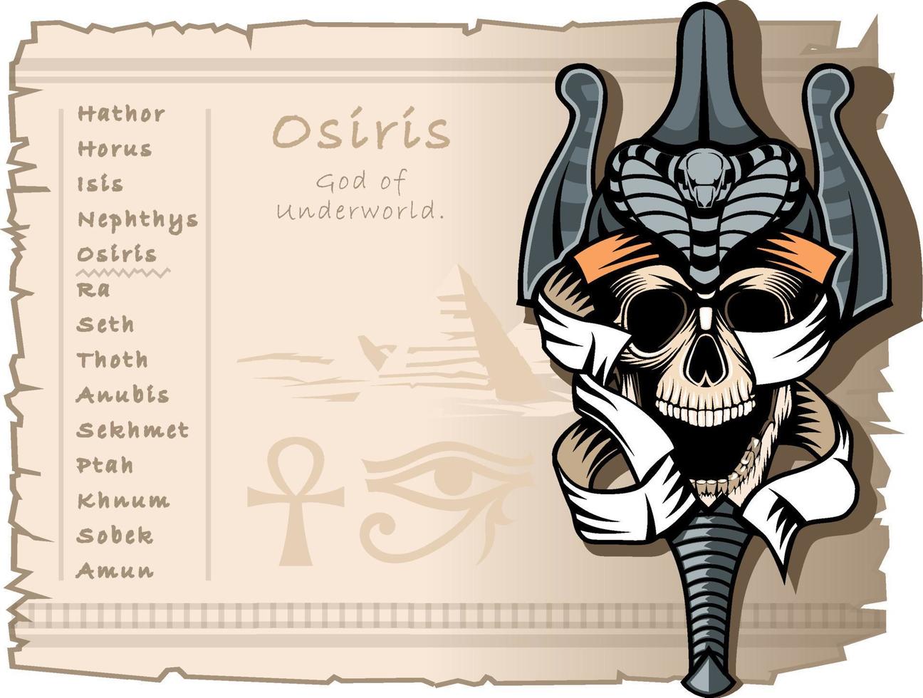 sjabloon voor t-shirts en tatoeages Aan de thema van de oude Egyptische goden. Osiris, de god van de onderwereld. vector