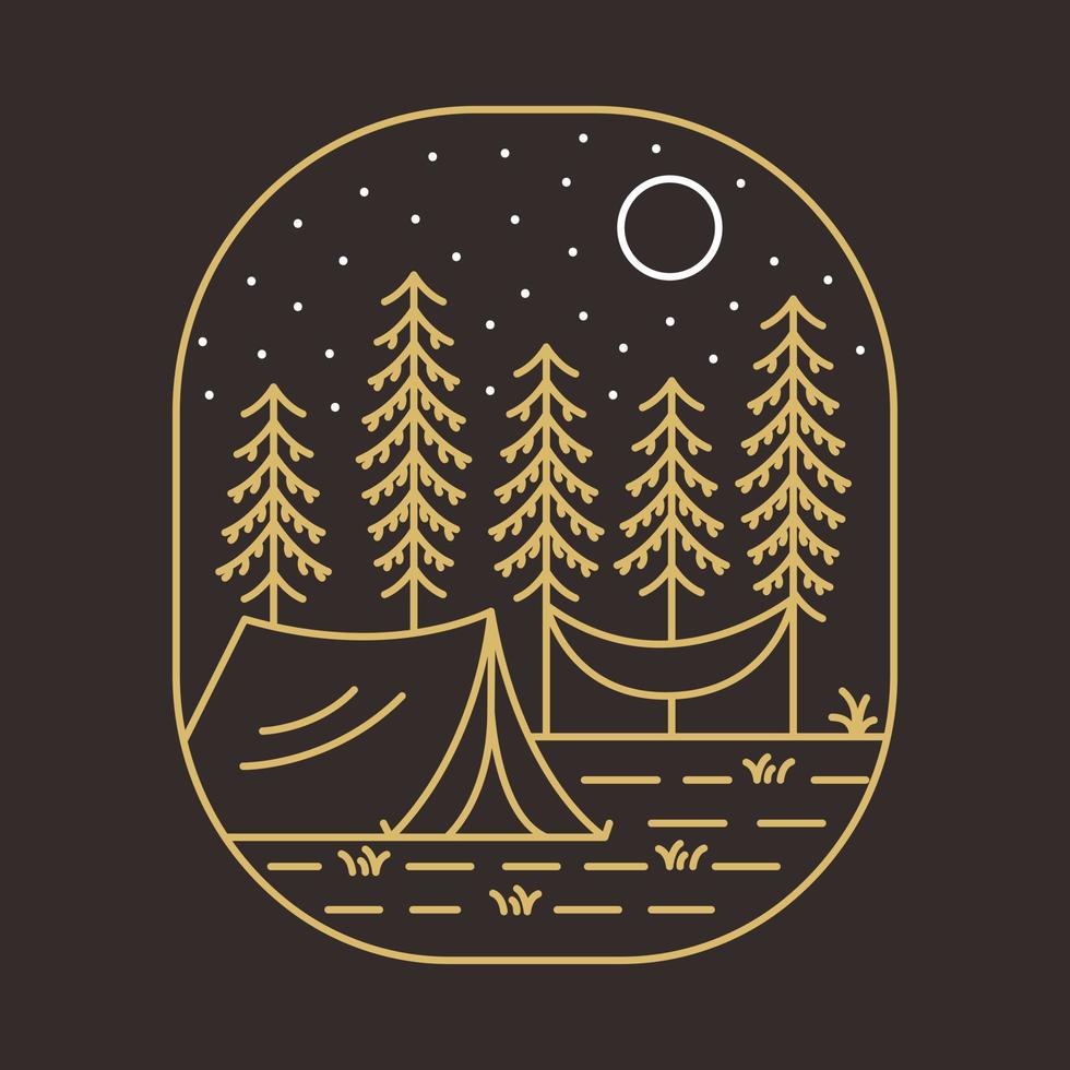 blijven wild laten we Gaan camping monoline illustratie voor kleding vector