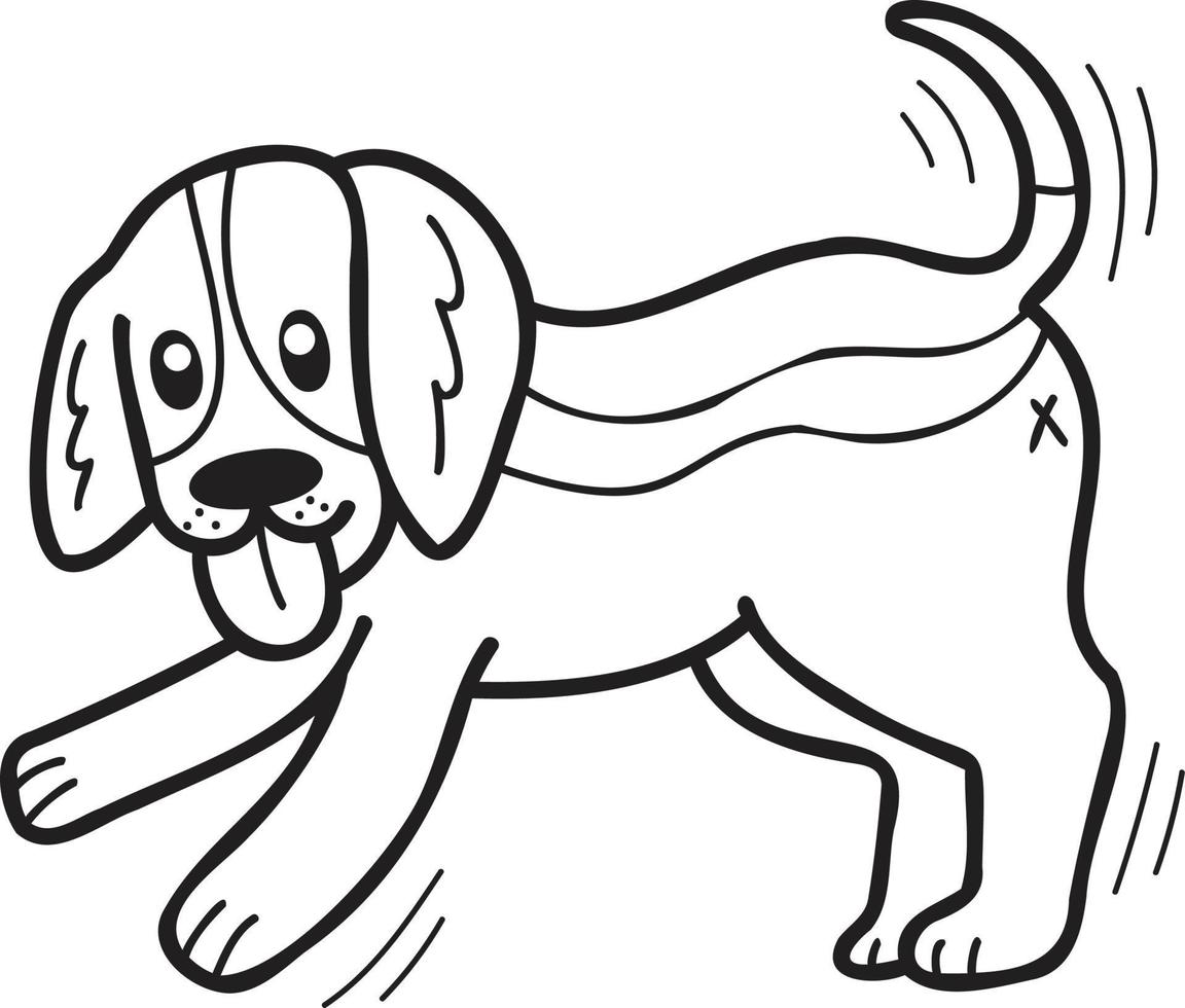 hand- getrokken brak hond wandelen illustratie in tekening stijl vector