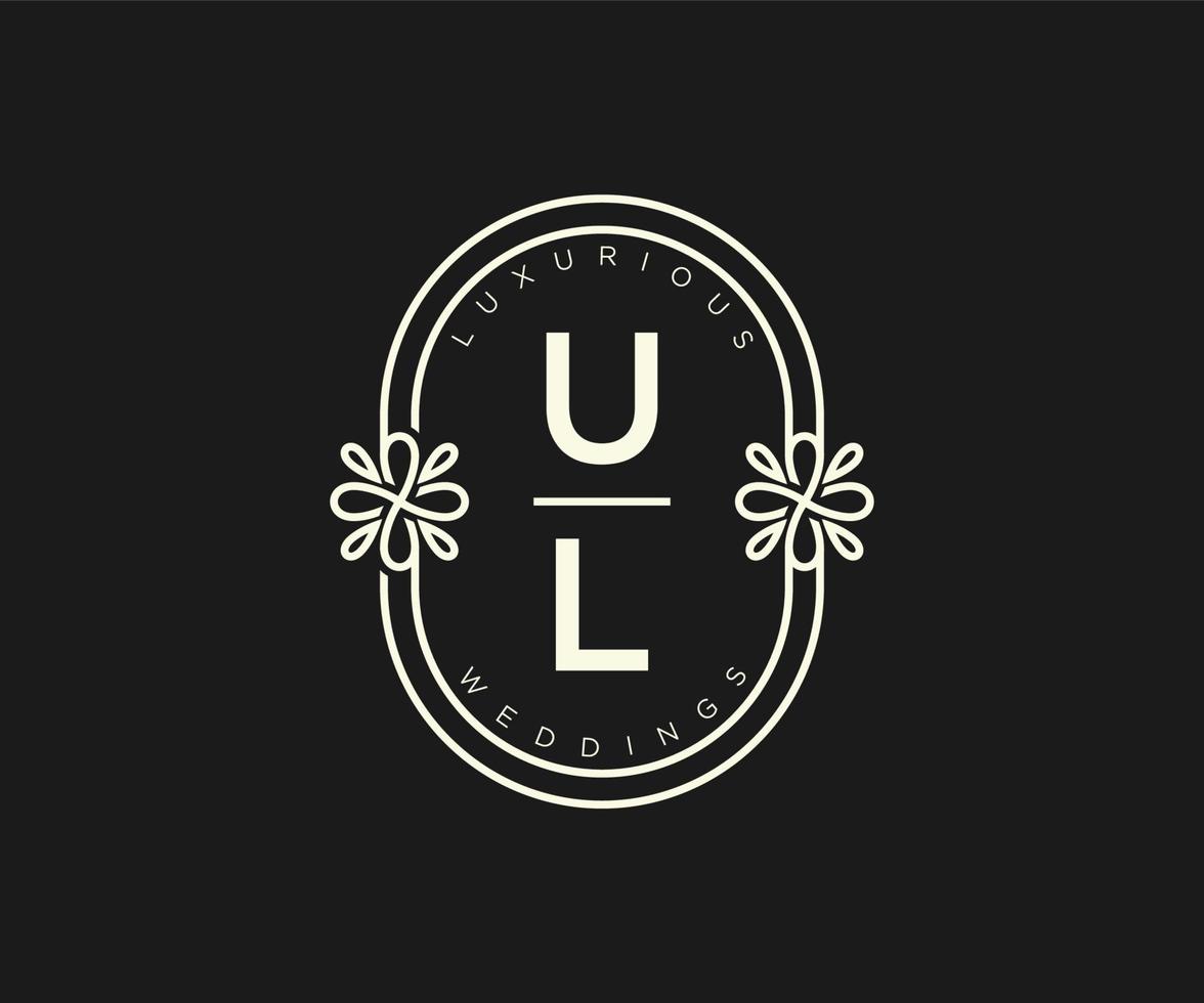 ul initialen brief bruiloft monogram logos sjabloon, hand- getrokken modern minimalistisch en bloemen Sjablonen voor uitnodiging kaarten, opslaan de datum, elegant identiteit. vector