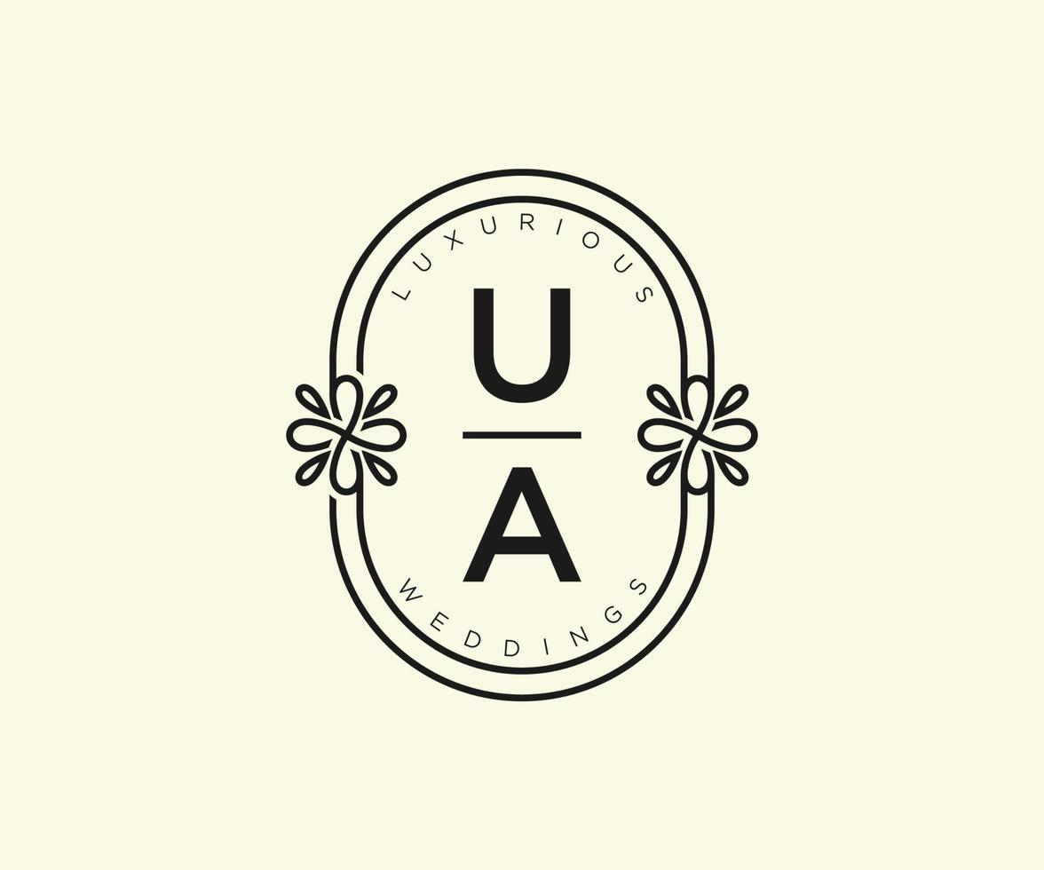 ua initialen brief bruiloft monogram logos sjabloon, hand- getrokken modern minimalistisch en bloemen Sjablonen voor uitnodiging kaarten, opslaan de datum, elegant identiteit. vector