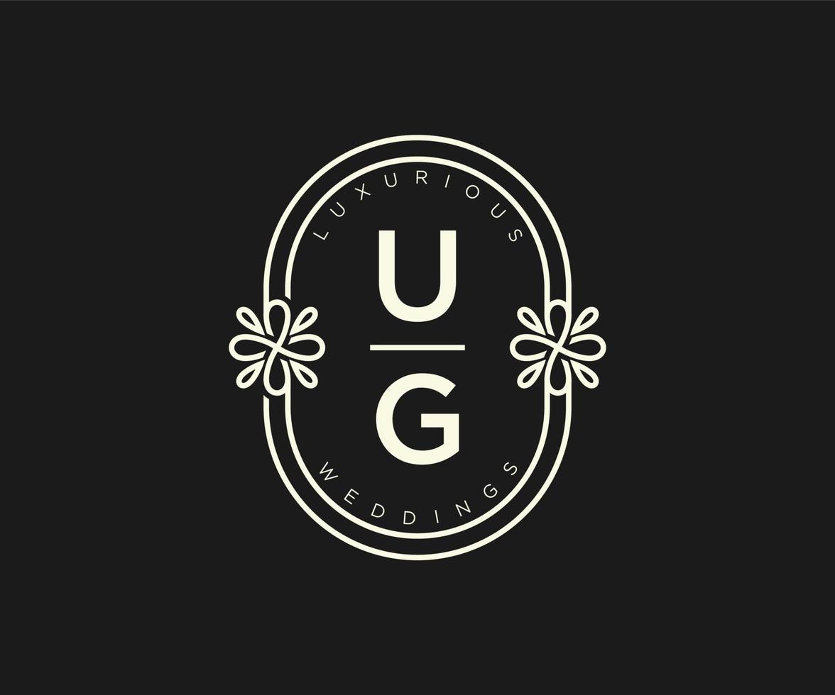 ug initialen brief bruiloft monogram logos sjabloon, hand- getrokken modern minimalistisch en bloemen Sjablonen voor uitnodiging kaarten, opslaan de datum, elegant identiteit. vector