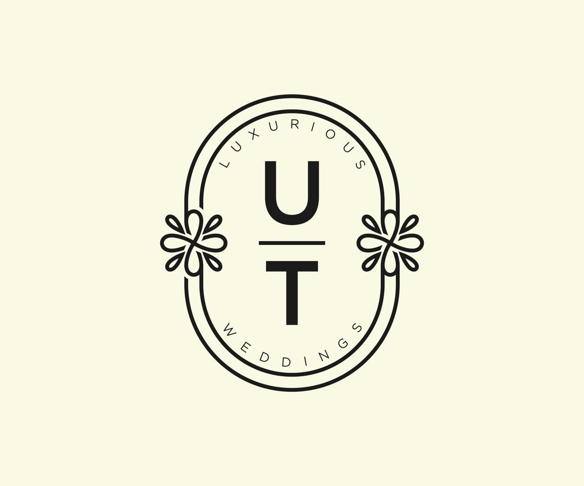 ut initialen brief bruiloft monogram logos sjabloon, hand- getrokken modern minimalistisch en bloemen Sjablonen voor uitnodiging kaarten, opslaan de datum, elegant identiteit. vector