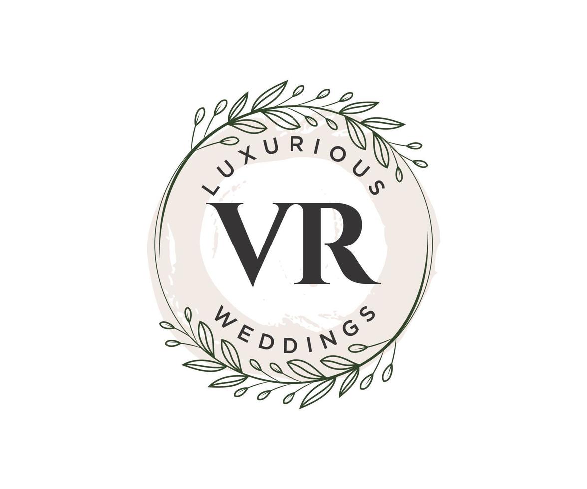 vr initialen brief bruiloft monogram logos sjabloon, hand- getrokken modern minimalistisch en bloemen Sjablonen voor uitnodiging kaarten, opslaan de datum, elegant identiteit. vector