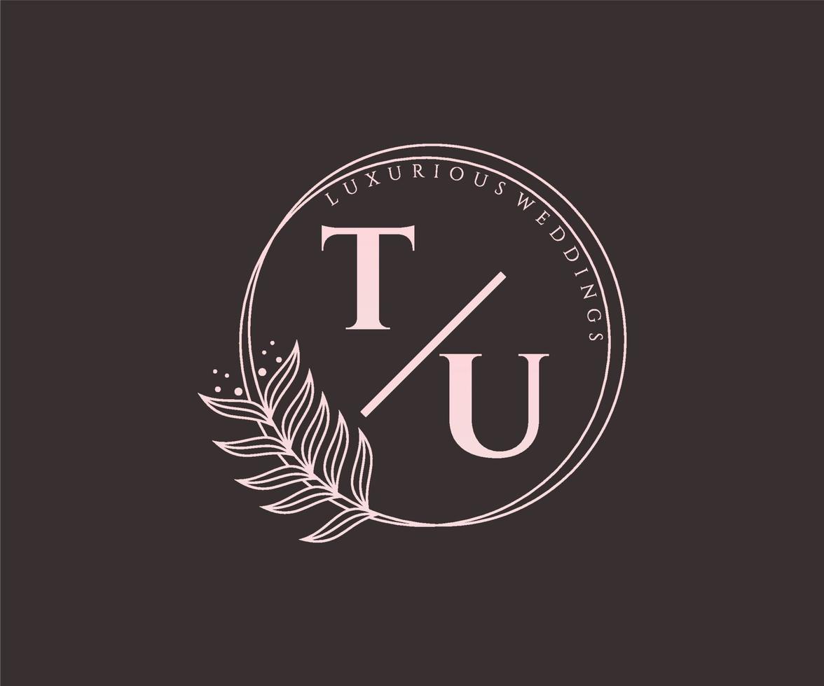 tu initialen brief bruiloft monogram logos sjabloon, hand- getrokken modern minimalistisch en bloemen Sjablonen voor uitnodiging kaarten, opslaan de datum, elegant identiteit. vector