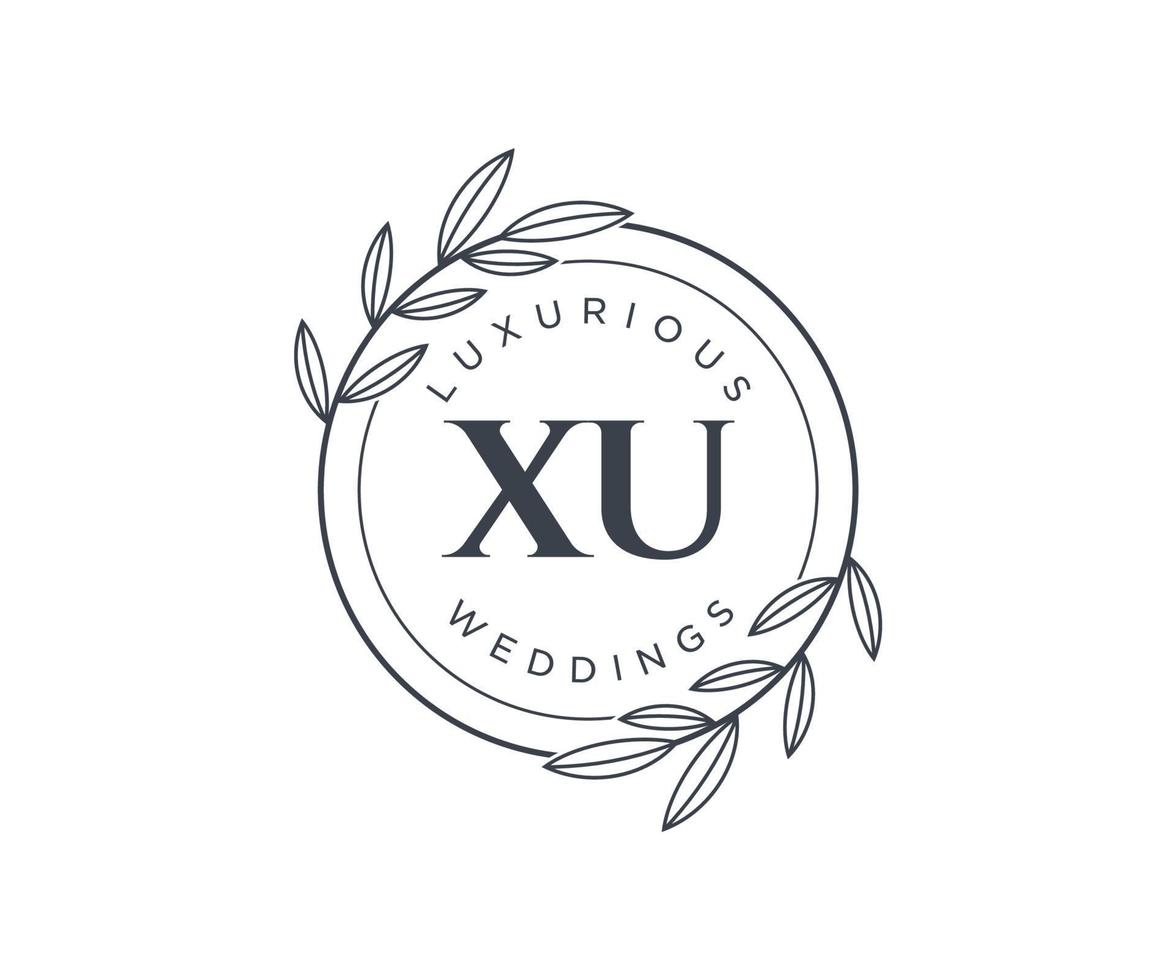 xu initialen brief bruiloft monogram logos sjabloon, hand- getrokken modern minimalistisch en bloemen Sjablonen voor uitnodiging kaarten, opslaan de datum, elegant identiteit. vector
