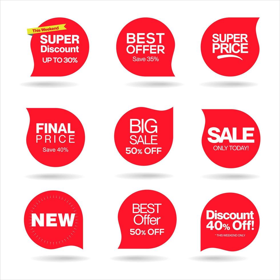 modern uitverkoop stickers en tags rood verzameling vector illustratie