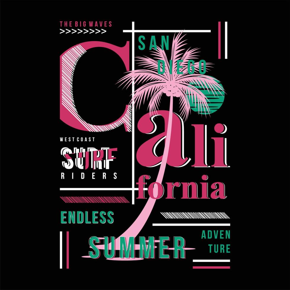 Californië surfen rijder grafisch typografie vector afdrukken