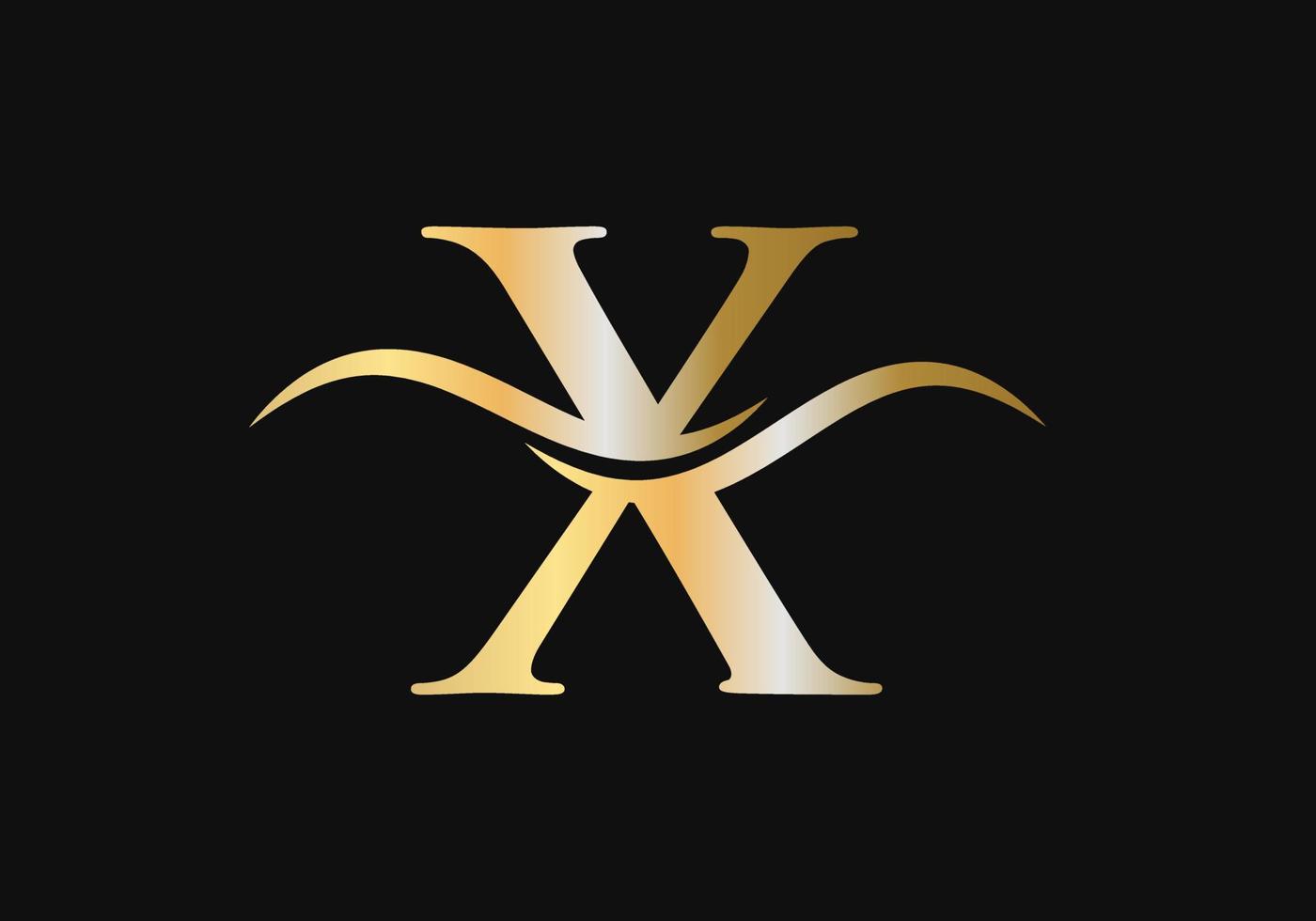 brief X logo ontwerp met water Golf concept vector