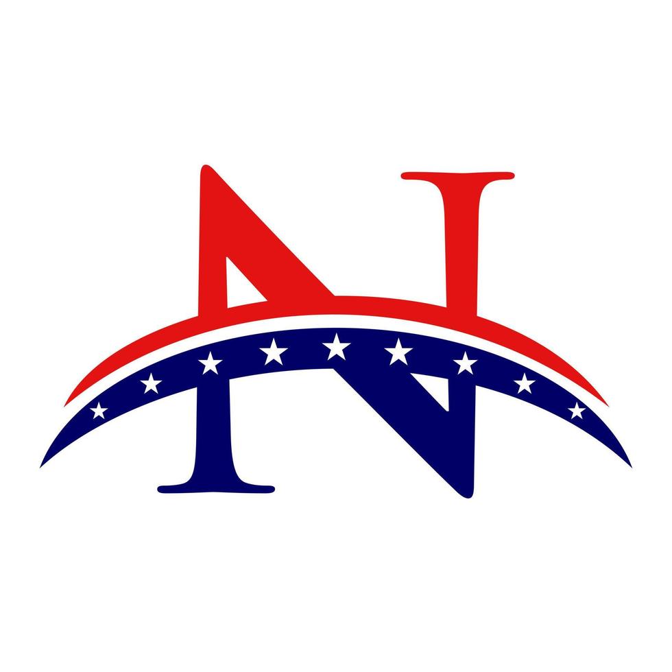 eerste brief n Amerikaans logo. Verenigde Staten van Amerika Amerikaans logo vector