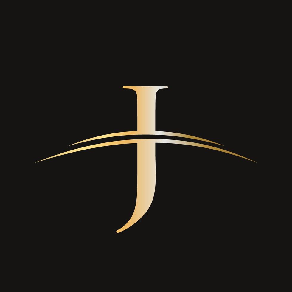 brief j logo ontwerp luxe sjabloon vector