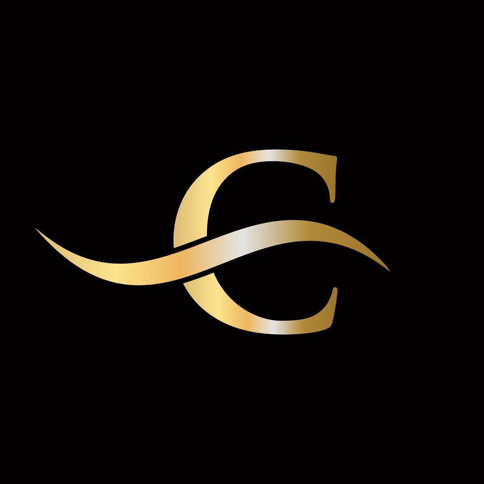 brief c logo gouden luxueus symbool monogram ontwerp vector